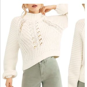 Free People Ivory Sweetheart Mock Neck Sweater